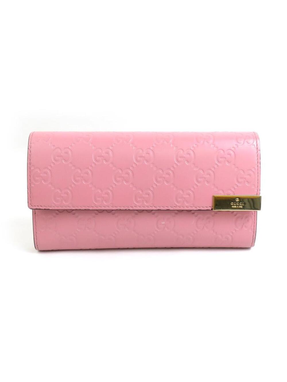 Auth Gucci Guccissima Long Wallet Pink #293589G23B